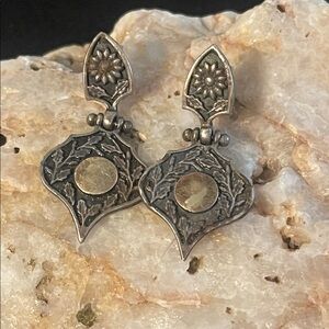 Sterling Silver With 14K Gold Yemenite Teardrop Earrings